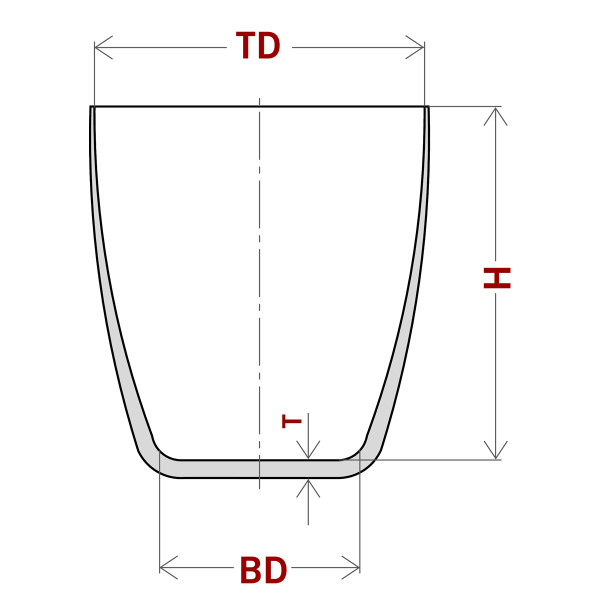 Platin Malzemeden Üretilmiş, Yüksek Formda, Takviyeli Kenarlı Kroze